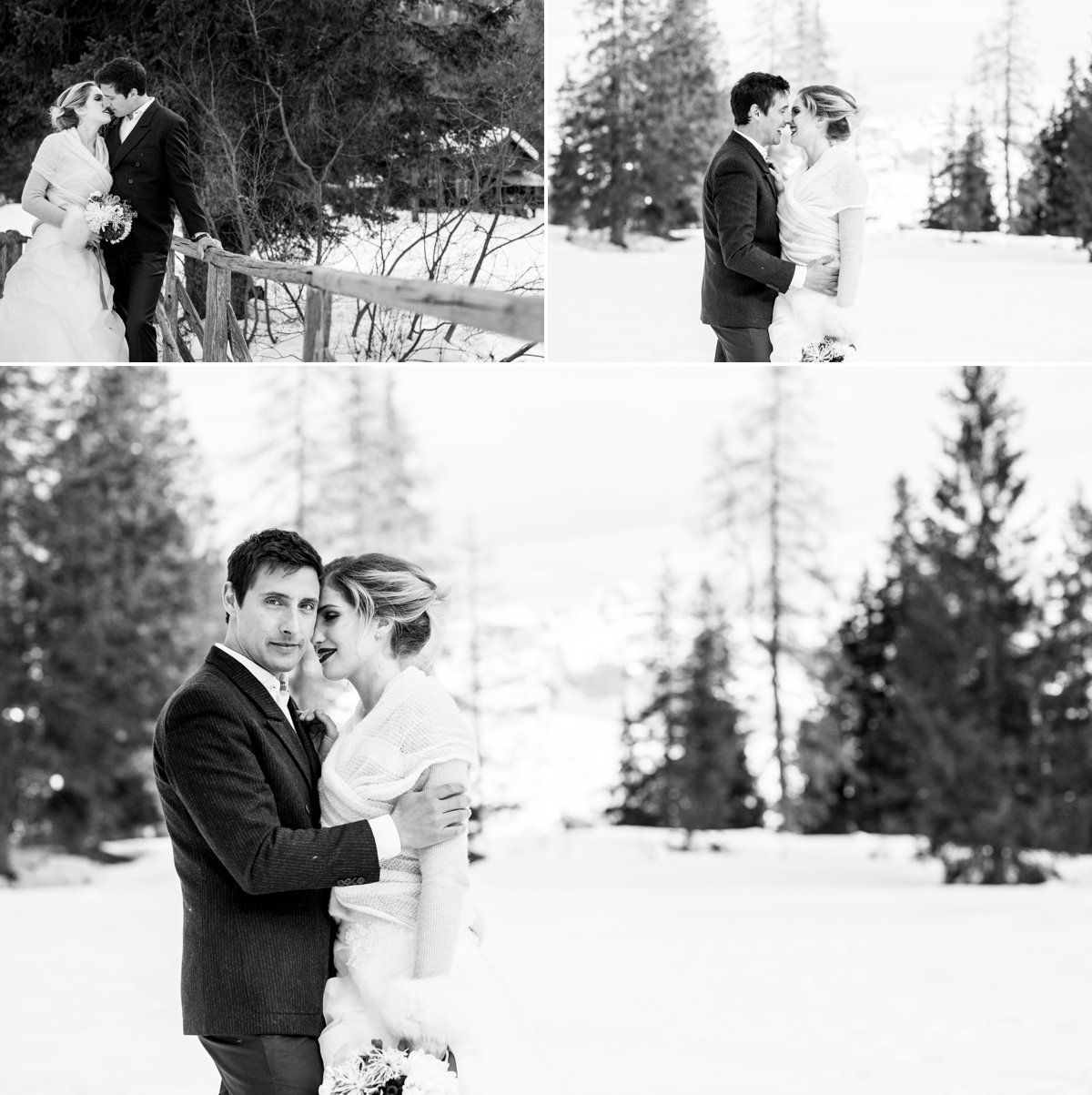 wedding in the mountains on the snow
