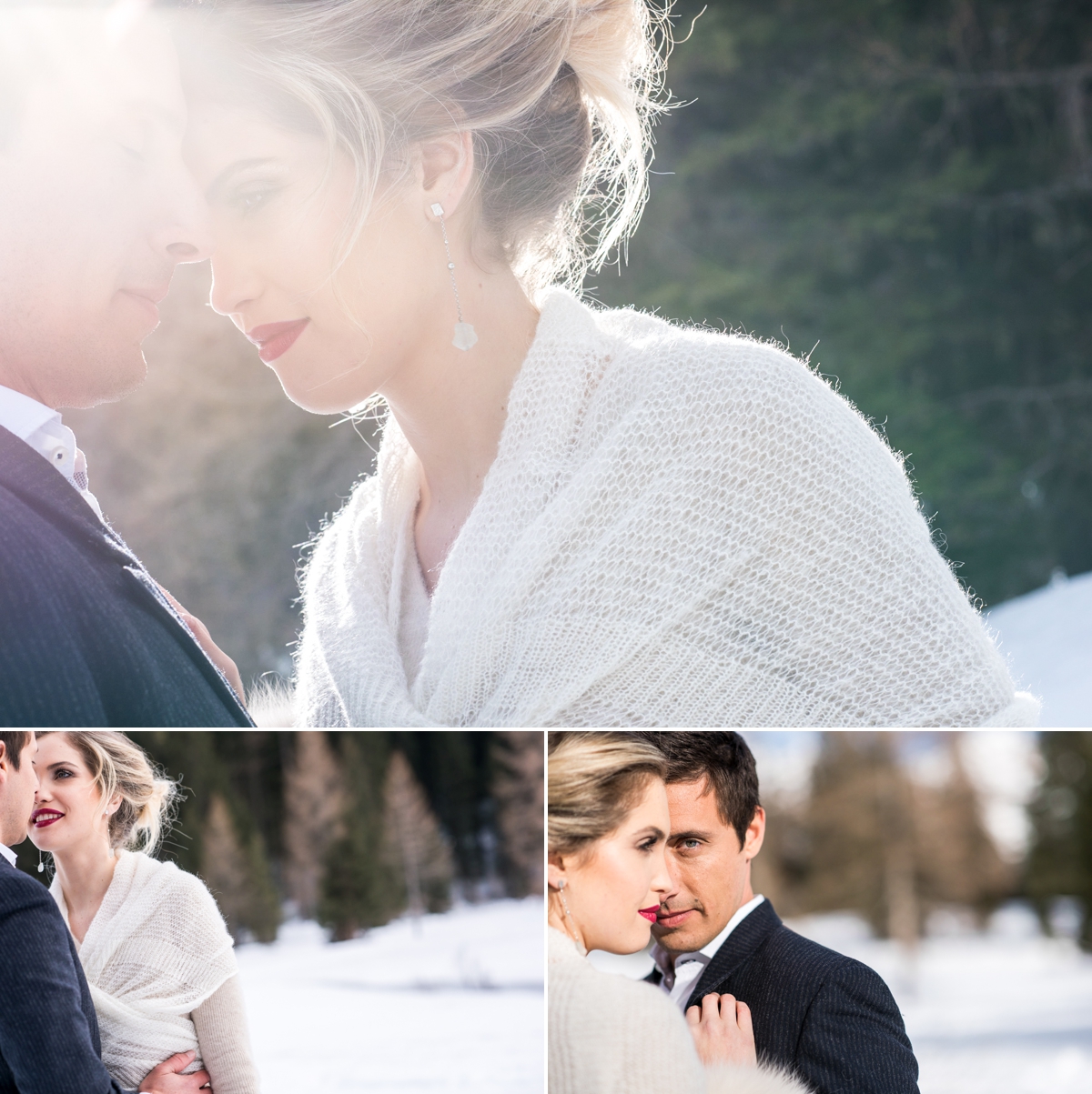wedding in the mountains on the snow