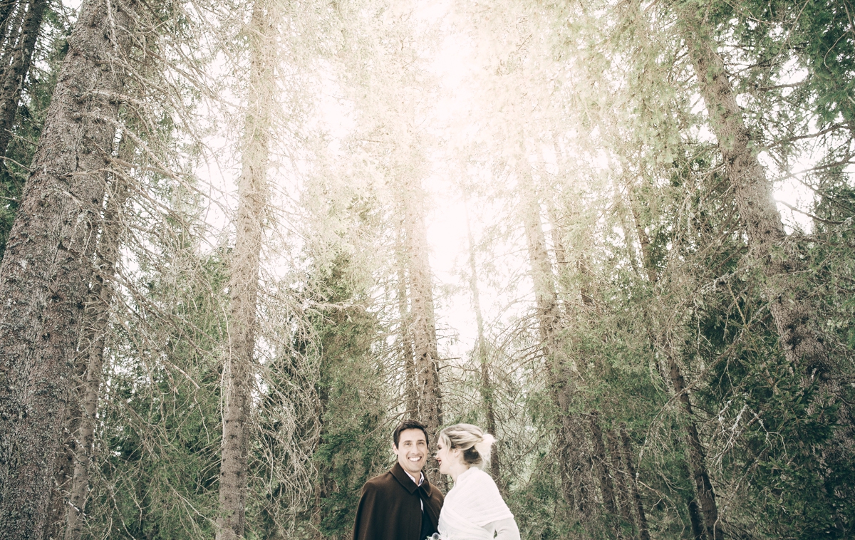 wedding in the mountains on the snow
