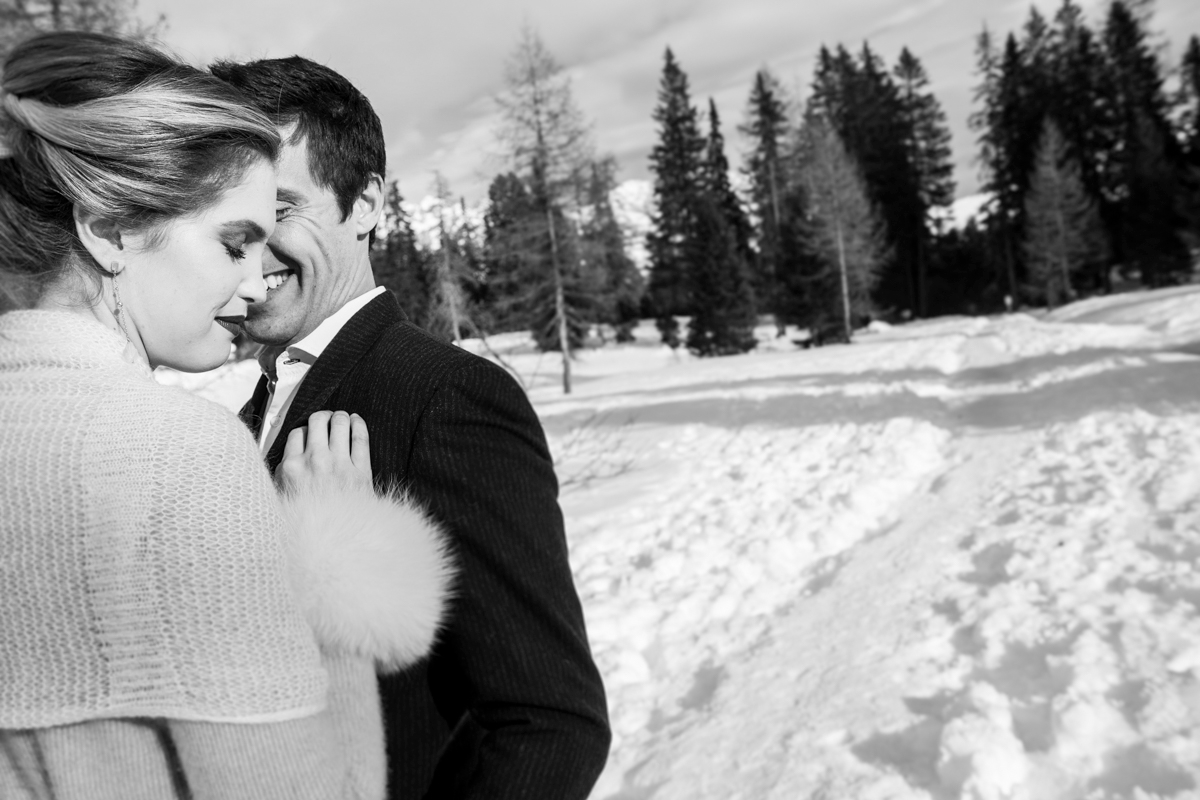 wedding in the mountains on the snow
