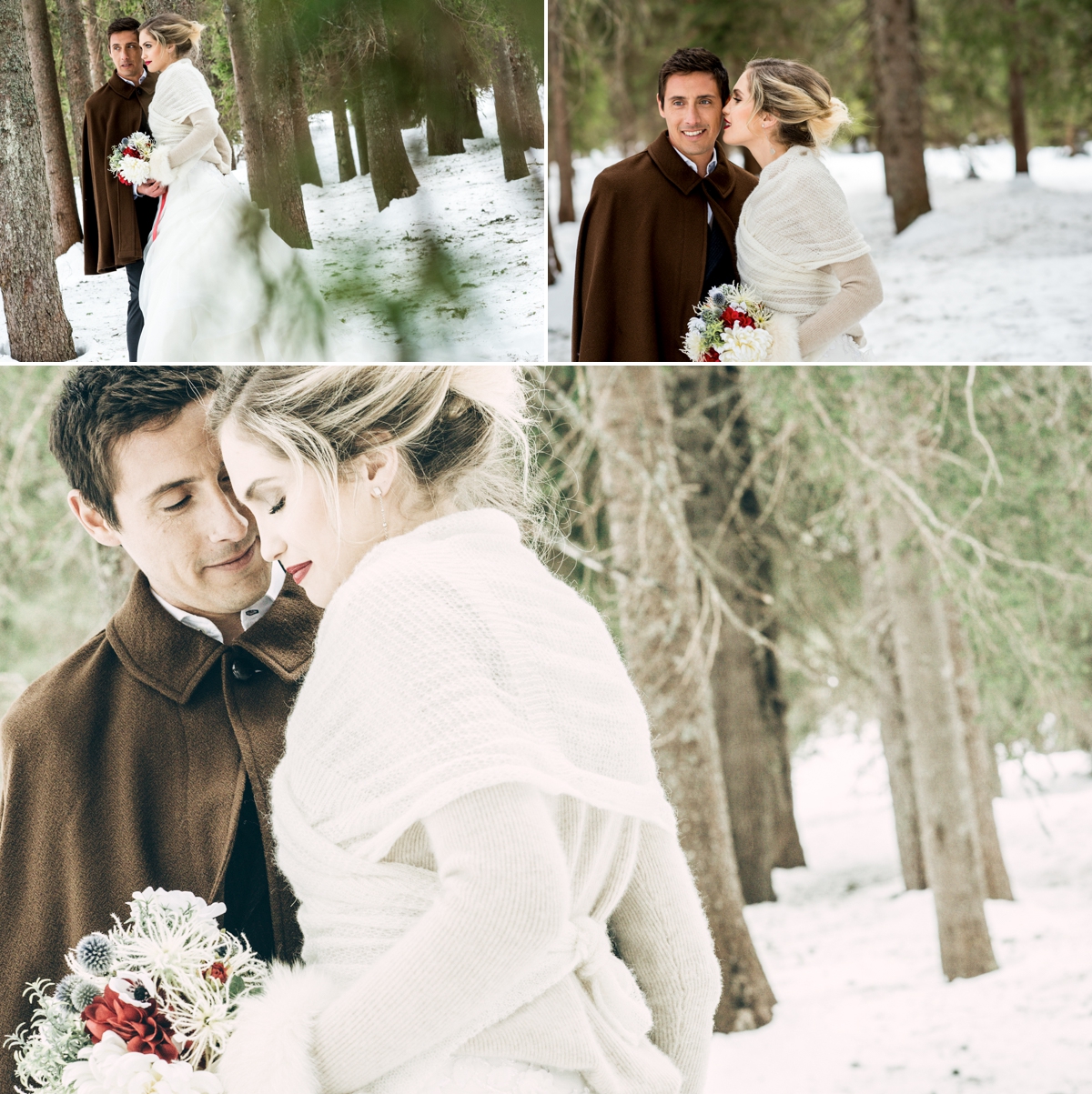 wedding in the mountains on the snow