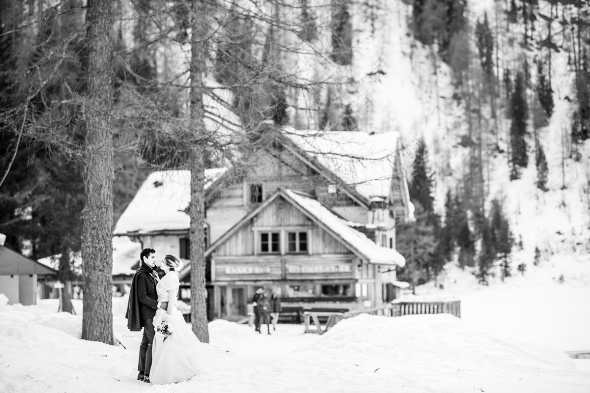 wedding in the mountains on the snow