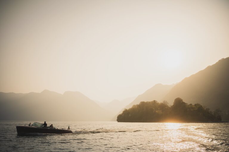 sunset in lake como