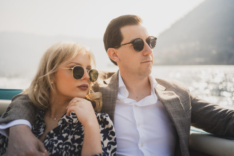 couple on the boat for engagement
